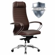 Кресло офисное МЕТТА «SAMURAI» KL-1.04, рецик. кожа, темно-коричневое