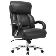 Кресло из натуральной кожи BRABIX PREMIUM «Pride HD-100», НАГРУЗКА до 250 кг, черное, 531940