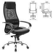 Кресло офисное BRABIX PREMIUM «Stalker EX-609 PRO», хром, мультиблок, ткань-сетка/экокожа, черное, 532416, EX609PRO_532416