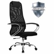 Кресло офисное МЕТТА «SU-B-8» хром, ткань-сетка, сиденье мягкое, черное