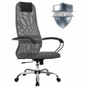 Кресло офисное МЕТТА «SU-B-8» хром, ткань-сетка, сиденье мягкое, светло-серое