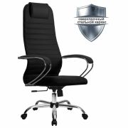 Кресло офисное МЕТТА «SU-B-10» хром, ткань-сетка, сиденье и спинка мягкие, черное