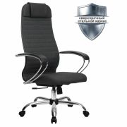 Кресло офисное МЕТТА «К-27» хром, ткань, сиденье и спинка мягкие, серое