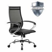 Кресло офисное МЕТТА «К-9» хром, прочная сетка, сиденье и спинка регулируемые, черное