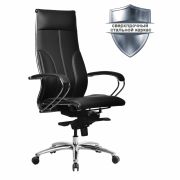 Кресло офисное МЕТТА «SAMURAI» Lux, рецик. кожа, регулируемое сиденье, черное