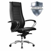 Кресло офисное МЕТТА «SAMURAI» Lux 2, рецик. кожа, регулируемое сиденье, черное