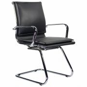 Кресло для приемных и переговорных BRABIX «Kayman CF-102», экокожа, хром, черное, 532572