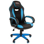 Кресло компьютерное BRABIX «Blaze GM-162», TW/экокожа, черное/голубое, 532578, 7083506