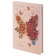 Ежедневник недатированный А5 (145х215 мм), ламинированная обложка с фольгой, 128 л., STAFF, «Butterfly», 113524