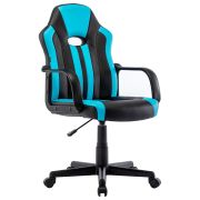 Кресло компьютерное «BRABIX Stripe GM-202», экокожа, черное/голубое, 532509