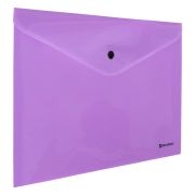 Папка-конверт с кнопкой BRAUBERG «Pastel», А4, до 100 листов, непрозрачная, лиловая, 0,18 мм, 270475