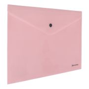 Папка-конверт с кнопкой BRAUBERG «Pastel», А4, до 100 листов, непрозрачная, персиковая, 0,18 мм, 270476