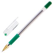 Ручка шариковая масляная с грипом MUNHWA «MC Gold», зеленая, корпус прозрачный, узел 0,5 мм, линия письма 0,3 мм, BMC-04
