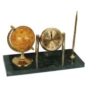 Часы на подставке из мрамора GALANT, с глобусом и шариковой ручкой, 231199