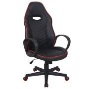Кресло компьютерное BRABIX «Flame GM-004», экокожа, черное/красное, 532499