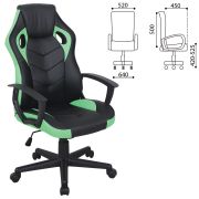 Кресло компьютерное BRABIX «Fighter GM-008», экокожа, черное/зеленое, 532508