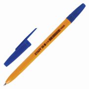 Ручка шариковая STAFF «C-51», СИНЯЯ, корпус оранжевый, узел 1 мм, линия письма 0,5 мм, 143332