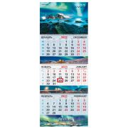 Календарь квартальный на 2023 г., 3 блока, 3 гребня, с бегунком, мелованная бумага, «ПРИРОДА», BRAUBERG, 114251