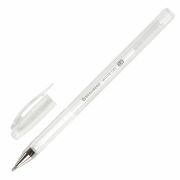 Ручка гелевая BRAUBERG «White Pastel», БЕЛАЯ, корпус прозрачный, узел 1 мм, линия письма 0,5 мм, 143417