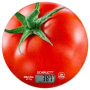 Весы кухонные SCARLETT SC-KS57P38 «Помидор», электронный дисплей, max вес 5 кг, тарокомпенсация, стекло