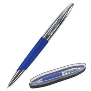 Ручка подарочная шариковая BRAUBERG «Echo», СИНЯЯ, корпус серебристый с синим, линия письма 0,5 мм, 143460