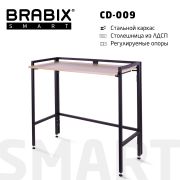 Стол BRABIX «Smart CD-009», 800х455х795 мм, ЛОФТ, складной, металл/ЛДСП дуб, каркас черный, 641874