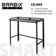 Стол BRABIX «Smart CD-009», 800х455х795 мм, ЛОФТ, складной, металл/ЛДСП ясень, каркас черный, 641875