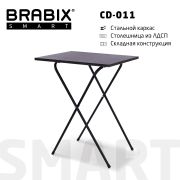 Стол BRABIX «Smart CD-011», 600х380х705 мм, ЛОФТ, складной, металл/ЛДСП ясень, каркас черный, 641879