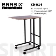 Стол BRABIX «Smart CD-014», 380х600х755 мм, ЛОФТ, на колесах, металл/ЛДСП дуб, каркас черный, 641884