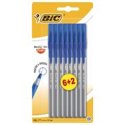 Ручки шариковые с грипом BIC «Round Stic Exact», НАБОР 6+2 шт., СИНИЕ, линия письма 0,28 мм, блистер, 932862