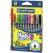 Ручки капиллярные (линеры) 12 ЦВЕТОВ CENTROPEN «Happy Liner», линия письма 0,3 мм, 2521/12, 2 2521 1202