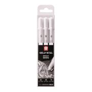 Ручки гелевые БЕЛЫЕ SAKURA (Япония) «Gelly Roll», НАБОР 3 штуки, узел 0,5/0,8/1 мм, POXPGBWH3C