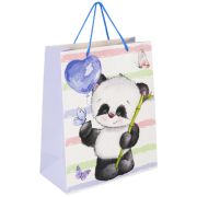 Пакет подарочный 26,5x12,7x33 см ЗОЛОТАЯ СКАЗКА «Lovely Panda», глиттер, белый с голубым, 608241