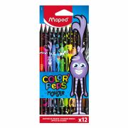Карандаши цветные MAPED «COLOR PEP'S Black Monster», набор 12 цветов, пластиковый корпус, 862612
