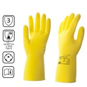 Перчатки латексные КЩС, сверхпрочные, плотные, хлопковое напыление, размер 9,5-10 XL, очень большой, желтые, HQ Profiline, 73590