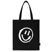 Сумка шоппер BRAUBERG, канвас, 40х35 см, черный, «Smiley», 271900