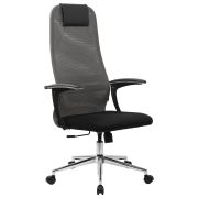 Кресло офисное BRABIX PREMIUM «Ultimate EX-801» хром, плотная двойная сетка Х2, черное/серое, 532918