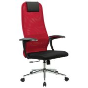 Кресло офисное BRABIX PREMIUM «Ultimate EX-801» хром, плотная двойная сетка Х2, черное/красное, 532921