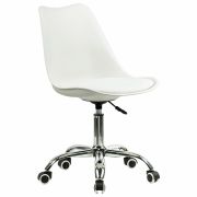 Кресло стул BRABIX «Eames MG-310 CH», хром, пластик белый, экокожа белая, 532923