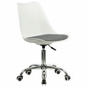 Кресло стул BRABIX «Eames MG-310 CH», хром, пластик белый, ткань серая, 532924