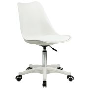 Кресло стул BRABIX «Eames MG-310 PL», пластик белый, экокожа белая, 532926