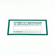 Знак «Ответственный за электробезопасность», КОМПЛЕКТ 10 штук, 100х200 мм, пленка, А31