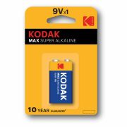 Батарейка алкалиновая 1 шт. KODAK Max Super Alkaline, Крона 9V (6LR61, 6LF22, 1604A), блистер, Б0005130