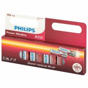 Батарейки алкалиновые «пальчиковые» КОМПЛЕКТ 12 шт., PHILIPS Power Alkaline, АА (LR6, 24А), блистер, Б0064661