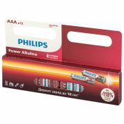 Батарейки алкалиновые «мизинчиковые» КОМПЛЕКТ 12 шт., PHILIPS Power Alkaline, ААА (LR03, 15А), блистер, Б0064681