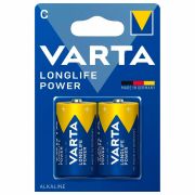 Батарейки алкалиновые КОМПЛЕКТ 2 шт., VARTA LONGLIFE POWER, C (LR14, 14А), блистер, 4914121412