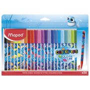 Фломастеры MAPED COLOR'PEPS «Ocean Life», 24 цвета, смываемые, вентилируемый колпачок, 845703