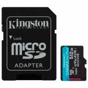 Карта памяти microSDXC 512 GB KINGSTON Canvas Go! Plus, UHS-I U1, 170 Мб/с (class 10), с адаптером, SDCG3/512Gb