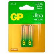 Батарейки КОМПЛЕКТ 2 шт., GP Ultra G-Tech, AA (LR6,15А), алкалиновые, пальчиковые, 15AUA21-2CRSBC2