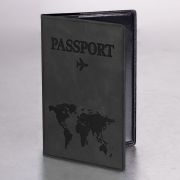 Обложка для паспорта «Passport Map», мягкая экокожа, графитовая, STAFF, 238875